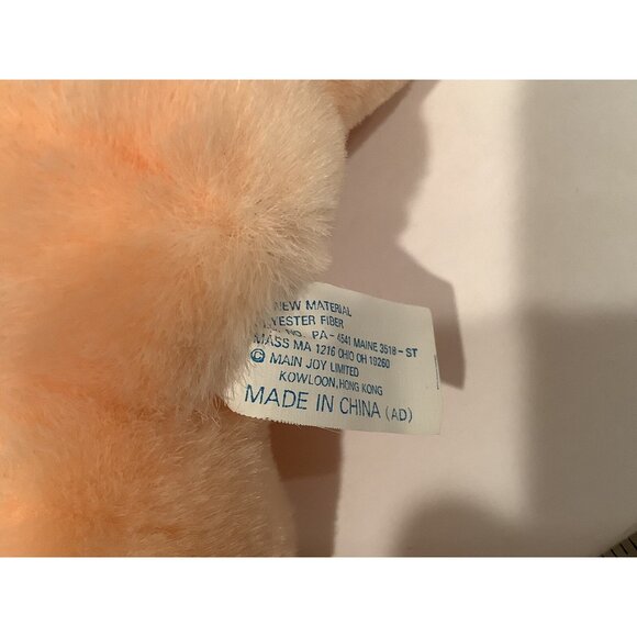 Vtg Plush Main Joy Peach Easter Bunny Rabbit Carrot Feet Ears Stuffed Animal - Picture 4 of 5